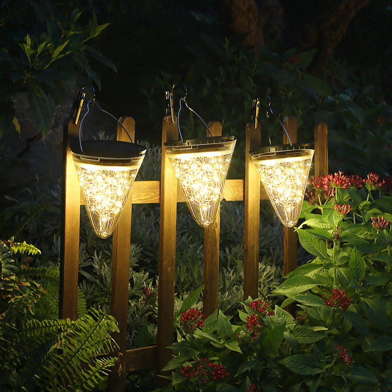 Modern Minimalist Solar Waterproof Cone Filigree PC ABS LED Pendelleuchte Für Garten | Brehn