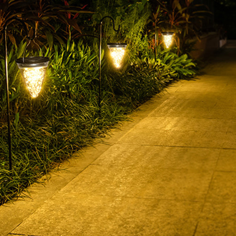 Modern Minimalist Solar Waterproof Cone Filigree PC ABS LED Pendelleuchte Für Garten | Brehn