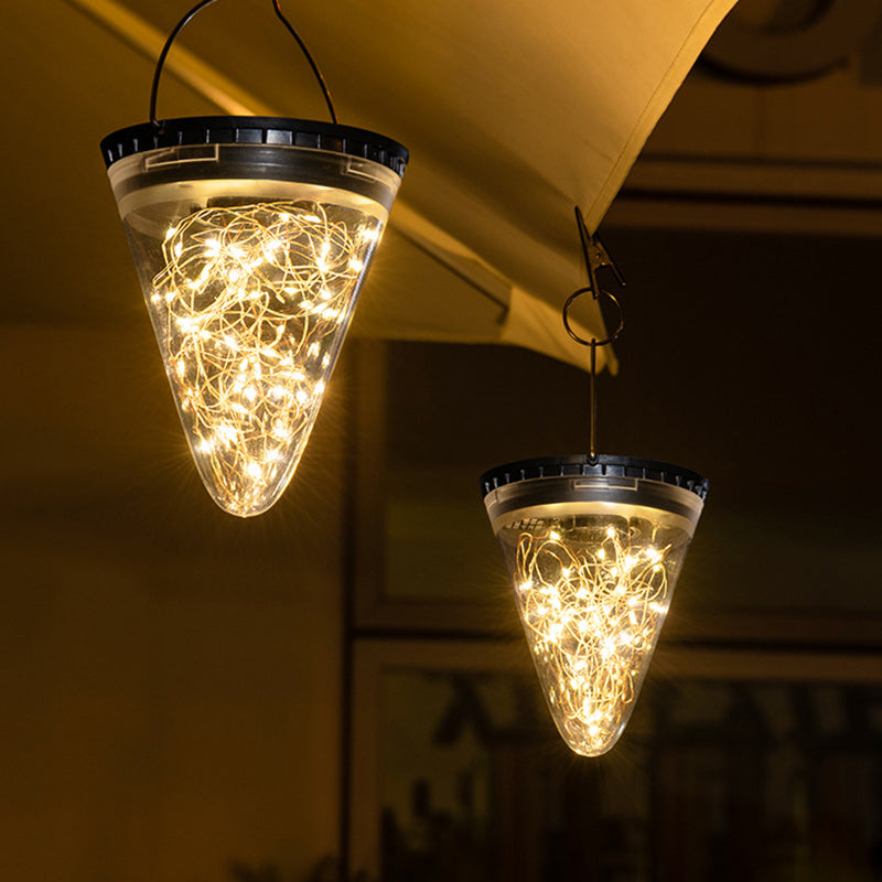 Modern Minimalist Solar Waterproof Cone Filigree PC ABS LED Pendelleuchte Für Garten | Brehn