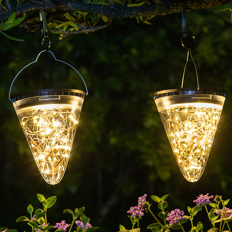 Modern Minimalist Solar Waterproof Cone Filigree PC ABS LED Pendelleuchte Für Garten | Brehn
