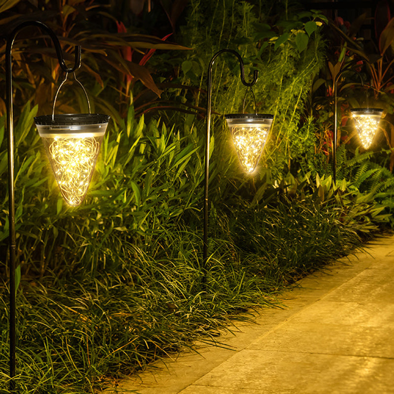 Modern Minimalist Solar Waterproof Cone Filigree PC ABS LED Pendelleuchte Für Garten | Brehn