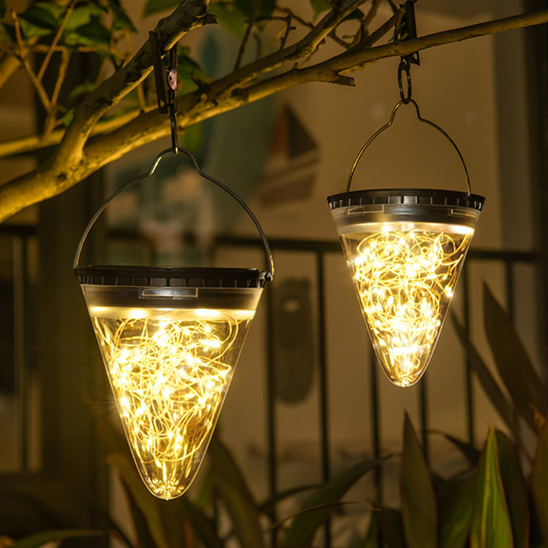 Modern Minimalist Solar Waterproof Cone Filigree PC ABS LED Pendelleuchte Für Garten | Brehn