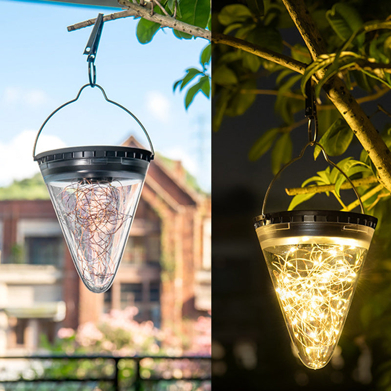 Modern Minimalist Solar Waterproof Cone Filigree PC ABS LED Pendelleuchte Für Garten | Brehn