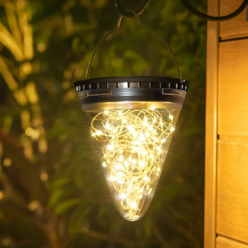 Modern Minimalist Solar Waterproof Cone Filigree PC ABS LED Pendelleuchte Für Garten | Brehn
