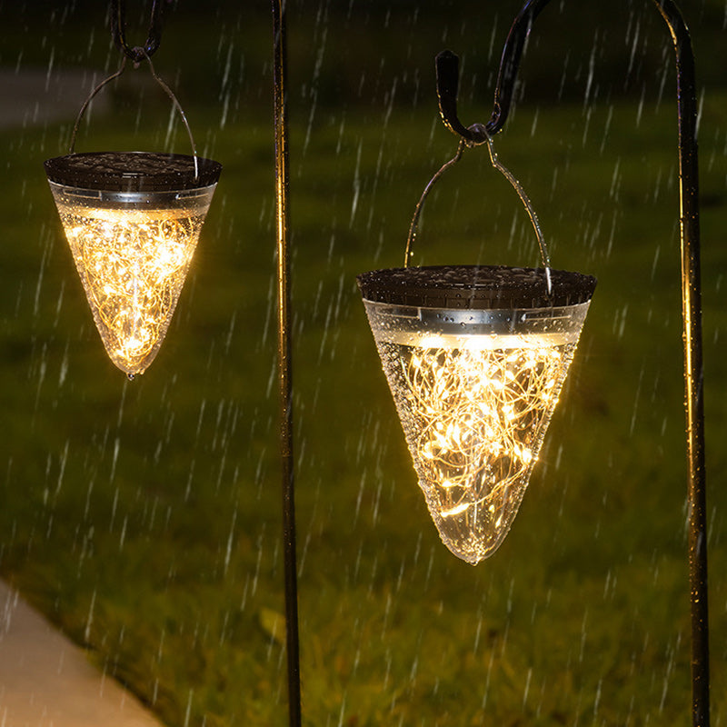 Modern Minimalist Solar Waterproof Cone Filigree PC ABS LED Pendelleuchte Für Garten | Brehn