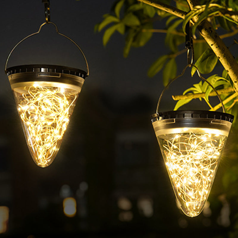 Modern Minimalist Solar Waterproof Cone Filigree PC ABS LED Pendelleuchte Für Garten | Brehn
