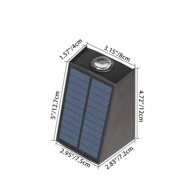 Moderner Minimalistischer Solar Wasserfester Trapezförmiger Rechteckiger ABS PVC LED Außenwandleuchten Lampe Für Garten | Brehn