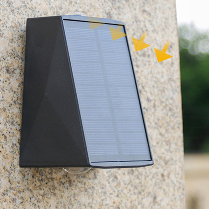 Moderner Minimalistischer Solar Wasserfester Trapezförmiger Rechteckiger ABS PVC LED Außenwandleuchten Lampe Für Garten | Brehn