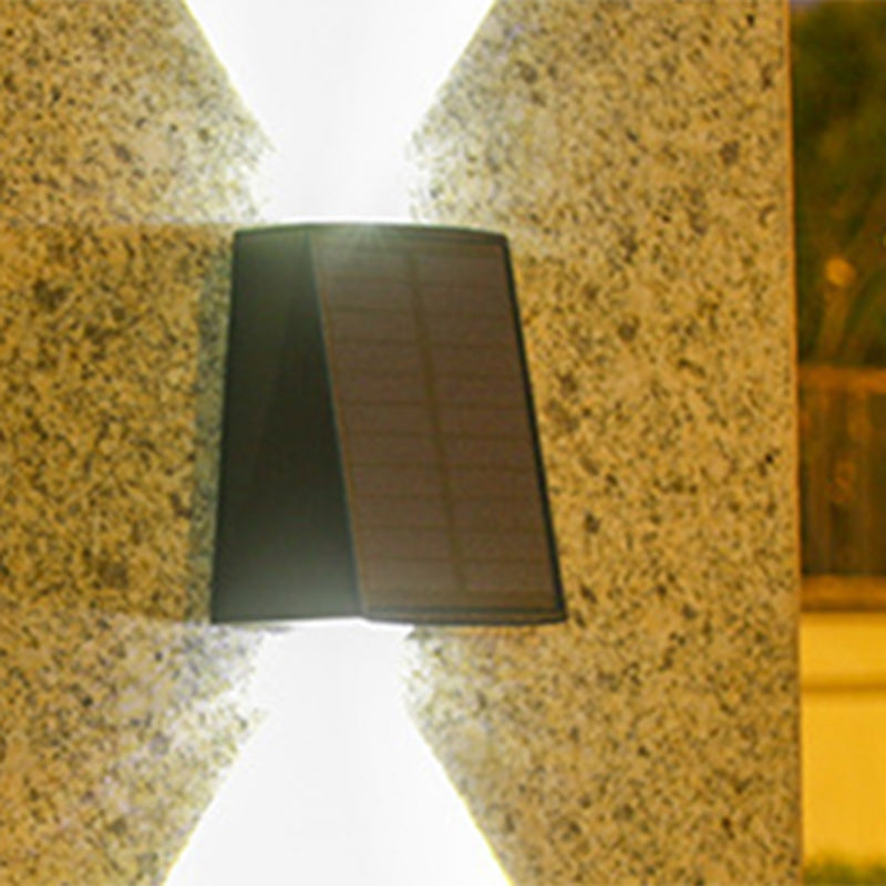 Moderner Minimalistischer Solar Wasserfester Trapezförmiger Rechteckiger ABS PVC LED Außenwandleuchten Lampe Für Garten | Brehn