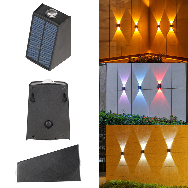 Moderner Minimalistischer Solar Wasserfester Trapezförmiger Rechteckiger ABS PVC LED Außenwandleuchten Lampe Für Garten | Brehn