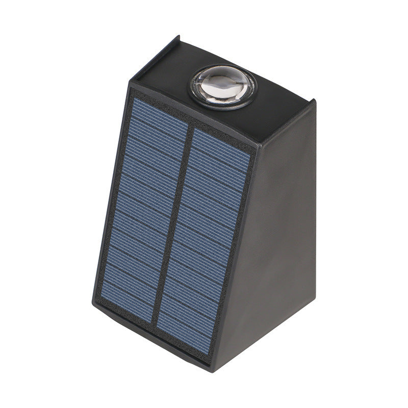 Moderner Minimalistischer Solar Wasserfester Trapezförmiger Rechteckiger ABS PVC LED Außenwandleuchten Lampe Für Garten | Brehn
