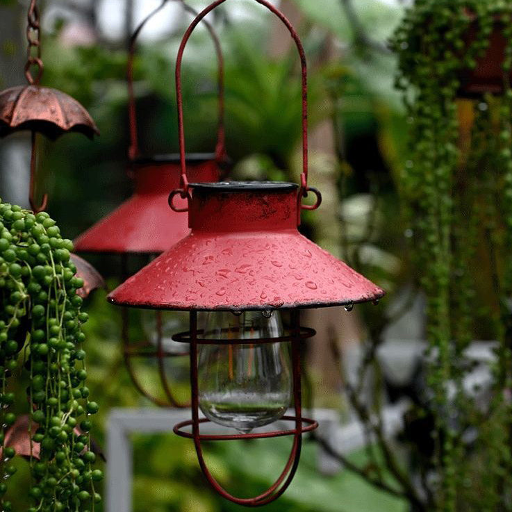 Traditionelle Vintage Solar Wasserfest Runde Tisch Oval Mesh Eisen 1-Licht Außenbeleuchtung Für Garten | Brehn