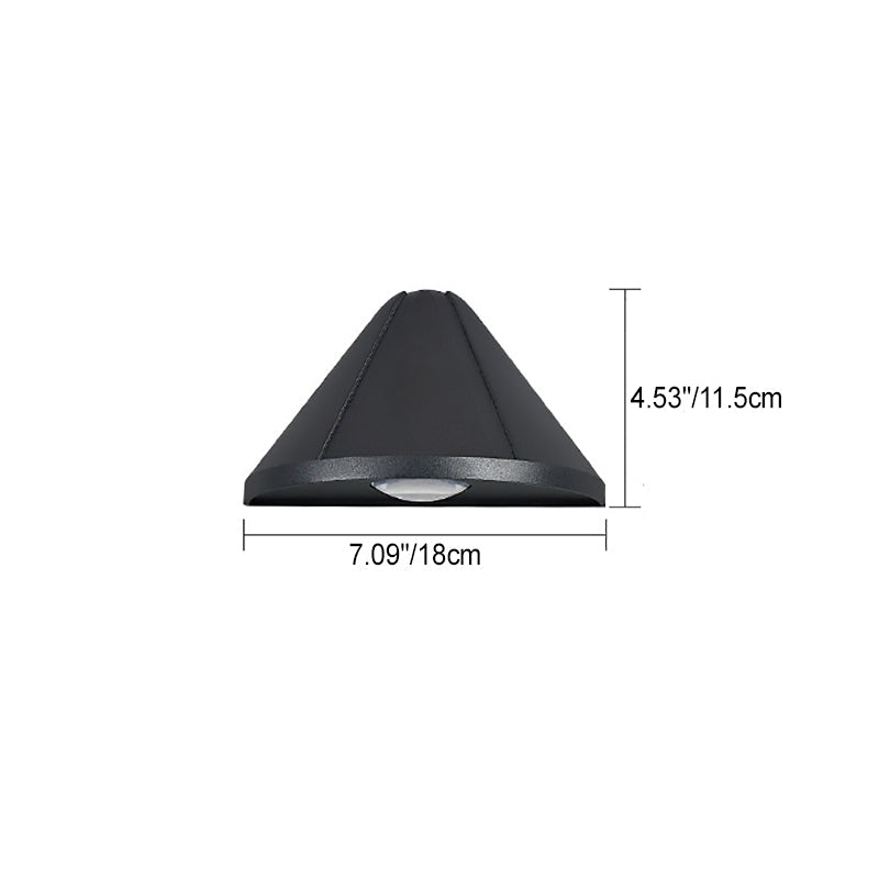 Moderner minimalistischer wasserdichter dreieckiger Halbring-Druckguss-Aluminium-PC-LED-Wandlicht für Außenpatio | Brehn