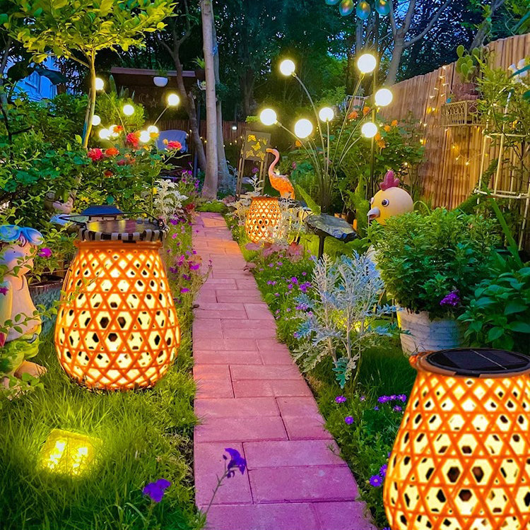 Traditionelles Chinesisches Solar-Wasserdicht Oval Rund Hollow Mesh ABS LED Außen Landschaftslicht Für Garten | Brehn