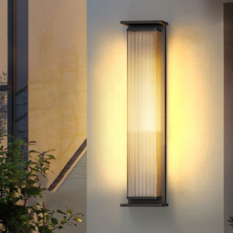 Moderner Minimalistischer Solar-Wasserdichter Rechteckiger Streifen Edelstahl PC LED Außenwandbeleuchtung Lampe Für Garten | Brehn