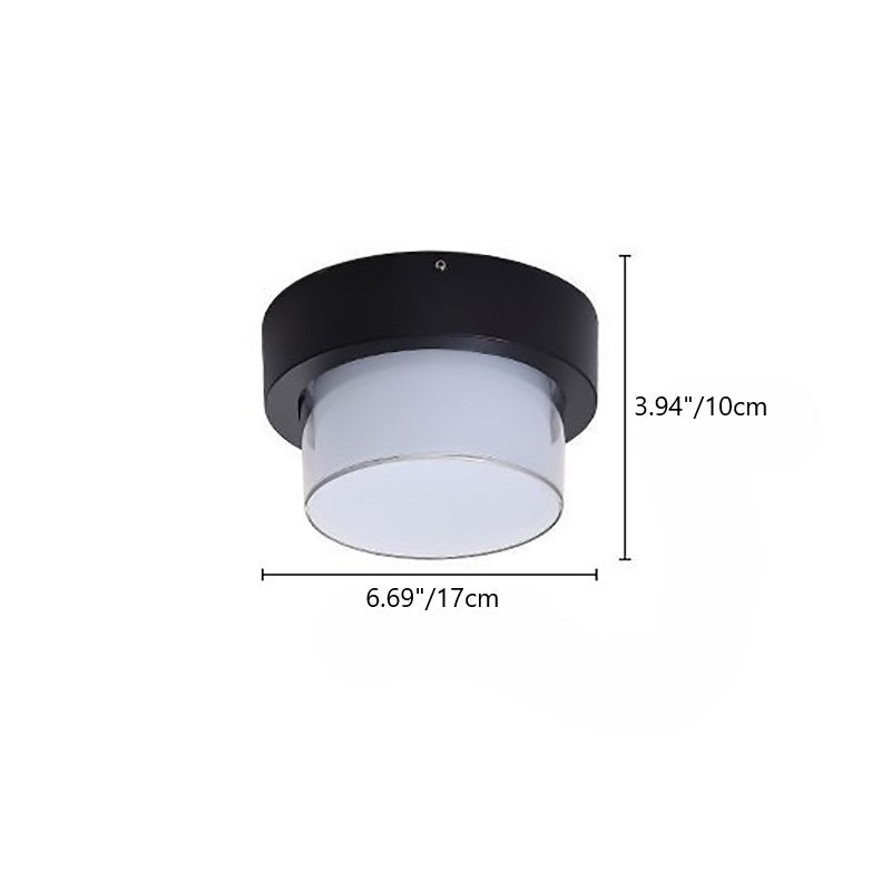 Moderner minimalistischer wasserdichter quadratischer runder Zylinder aus Druckguss-Aluminium Acryl LED Deckenleuchte für Außenpatio | Brehn