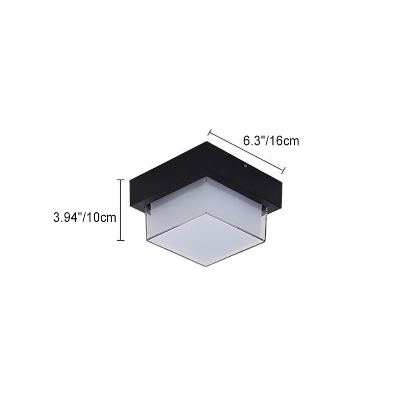 Moderner minimalistischer wasserdichter quadratischer runder Zylinder aus Druckguss-Aluminium Acryl LED Deckenleuchte für Außenpatio | Brehn