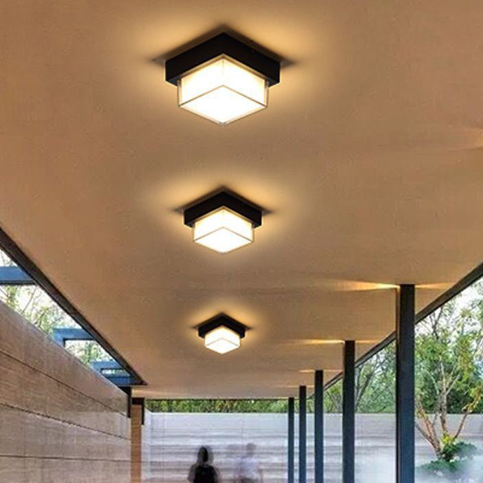 Wasserdichte, quadratische, runde, zylindrische LED-Deckenleuchte aus Aluminium-Druckguss und Acryl für die Außenterrasse