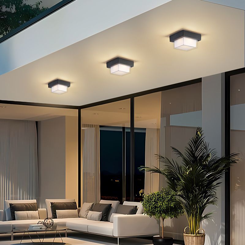 Wasserdichte, quadratische, runde, zylindrische LED-Deckenleuchte aus Aluminium-Druckguss und Acryl für die Außenterrasse