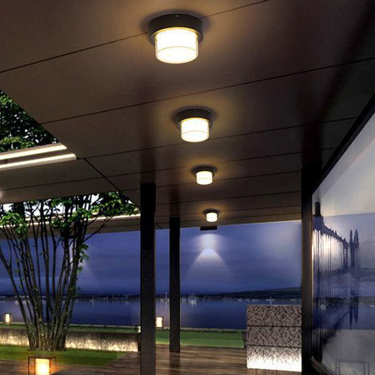 Wasserdichte, quadratische, runde, zylindrische LED-Deckenleuchte aus Aluminium-Druckguss und Acryl für die Außenterrasse