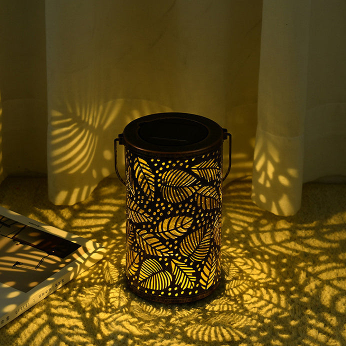 Traditionelle Vintage Solar Wasserdichte Zylinder-Skelettbaum Eisen LED Außenlicht für den Garten | Brehn