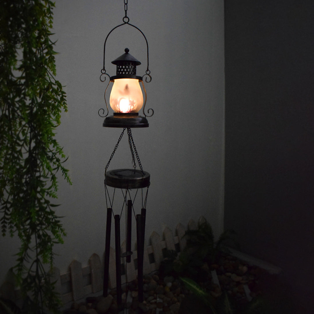 Zeitgenössische skandinavische Solar wasserdichte ovale Scheibe Dreieck Windspiel Eisen Glas Kunststoff LED Außenlicht für Außenpatio | Brehn