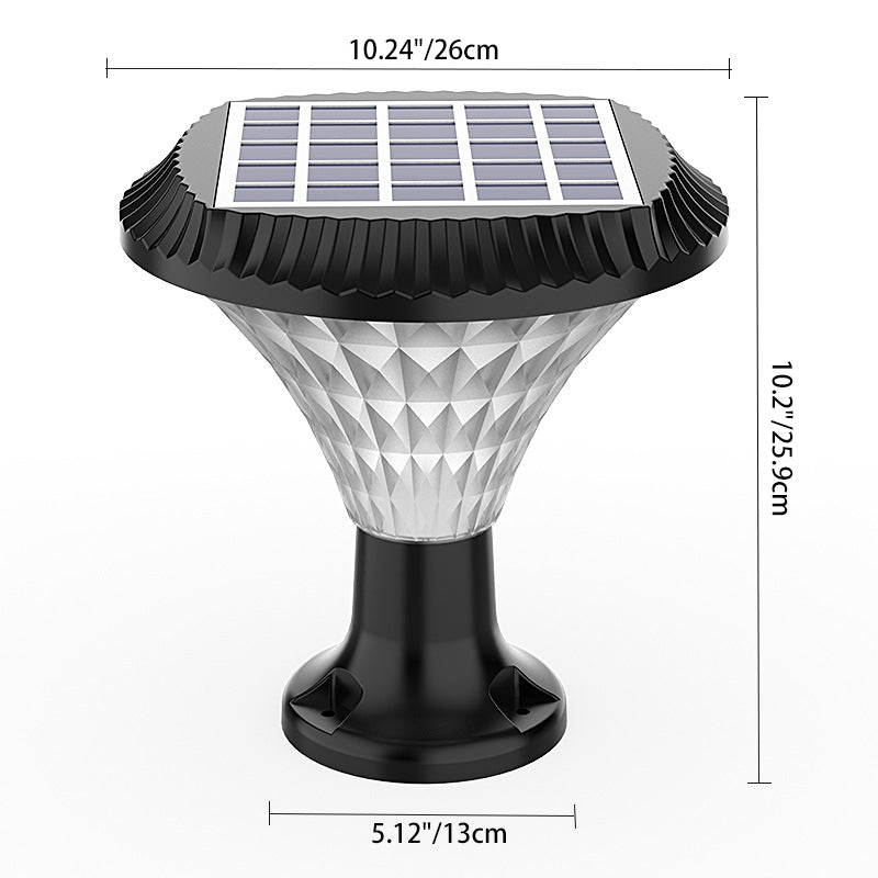 Moderner Minimalistischer Solar Wasserdichter Diamant Runde ABS PC LED Außenlicht Für Außenpatio | Brehn