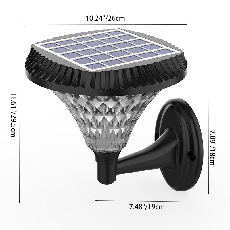 Moderner Minimalistischer Solar Wasserdichter Diamant Runde ABS PC LED Außenlicht Für Außenpatio | Brehn