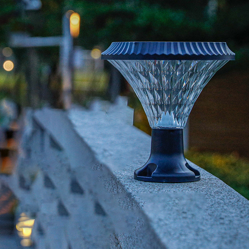 Moderner Minimalistischer Solar Wasserdichter Diamant Runde ABS PC LED Außenlicht Für Außenpatio | Brehn