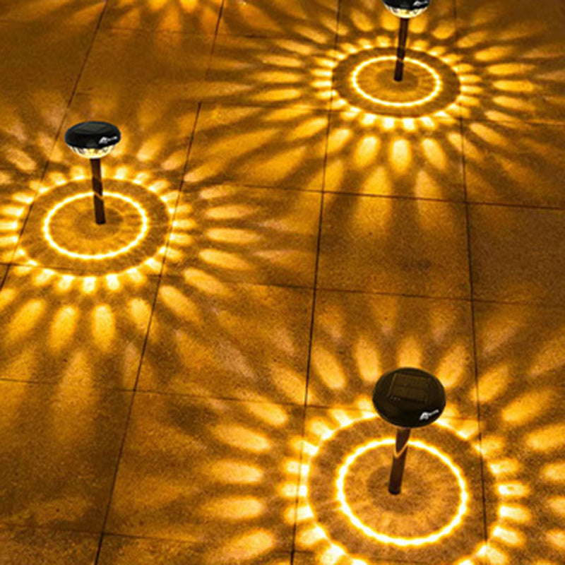 Zeitgenössische industrielle ABS runde LED-Solar-Wasserdichte Rasen-Einbauleuchte für Außenpatio | Brehn