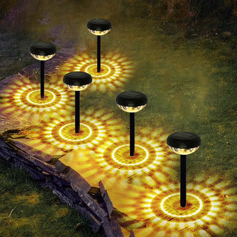 Zeitgenössische industrielle ABS runde LED-Solar-Wasserdichte Rasen-Einbauleuchte für Außenpatio | Brehn