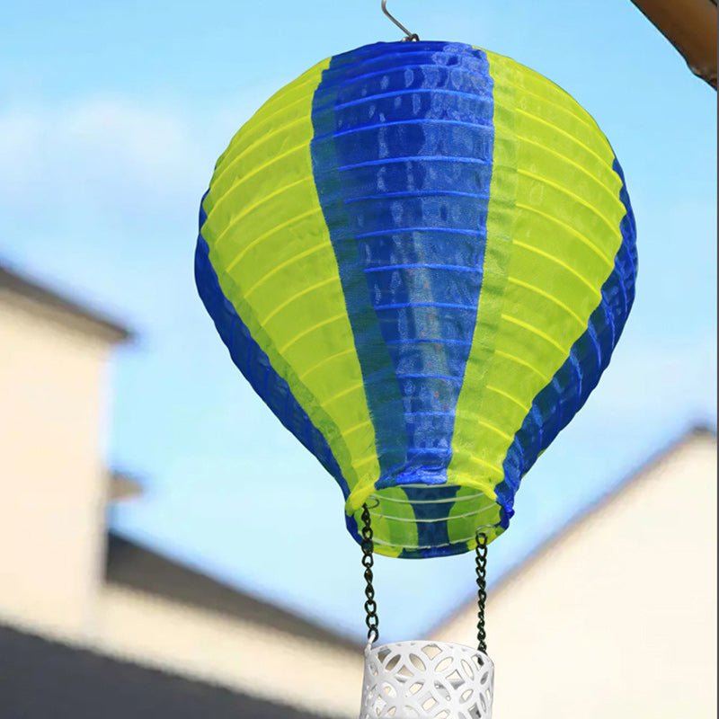 Brehn | Zeitgenössischer kreativer Solar-Heißluftballon-Stoffschirm LED Außenpendelleuchte für Terrasse draußen