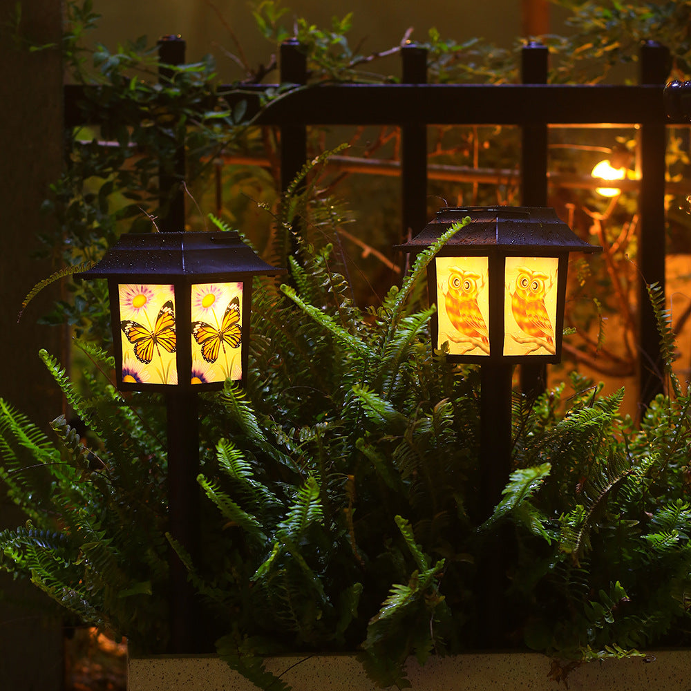 Zeitgenössische industrielle quadratische Eule Muster LED Solar wasserdichte Rasen Einstecklicht für Outdoor Patio | Brehn