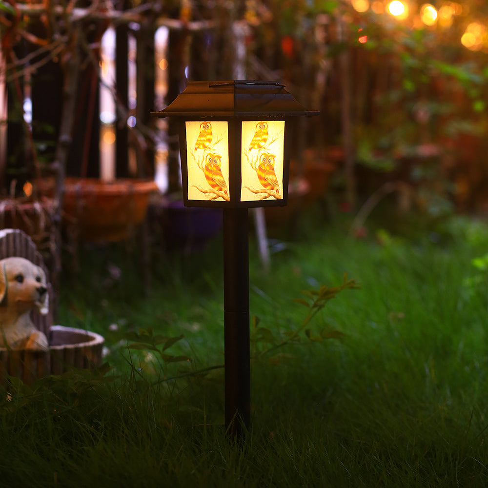Zeitgenössische industrielle quadratische Eule Muster LED Solar wasserdichte Rasen Einstecklicht für Outdoor Patio | Brehn