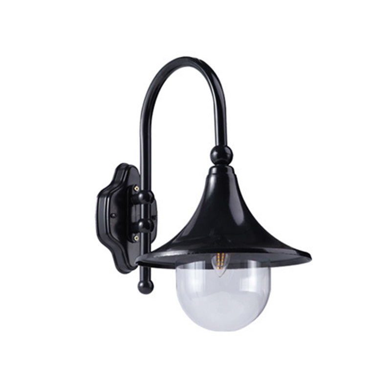 Zeitgenössische Schlichtheit Aluminium Trompetenschirm Glas 1-Licht Außen Wand sconce Lampe Für Garten | Brehn