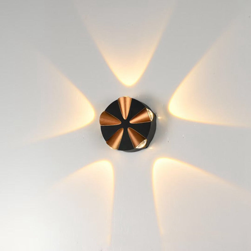 Zeitgenössische Einfachheit Runde Aluminium LED Außenwandleuchte Für Außenpatio | Brehn
