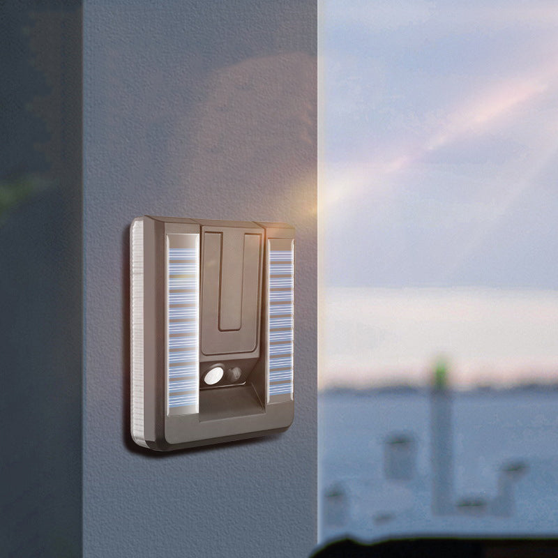 Zeitgenössische industrielle quadratische ABS Solar wasserdichte LED Außenwandlampen für den Garten | Brehn