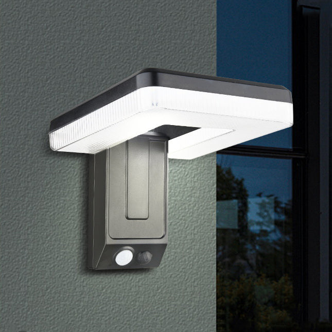 Zeitgenössische industrielle quadratische ABS Solar wasserdichte LED Außenwandlampen für den Garten | Brehn