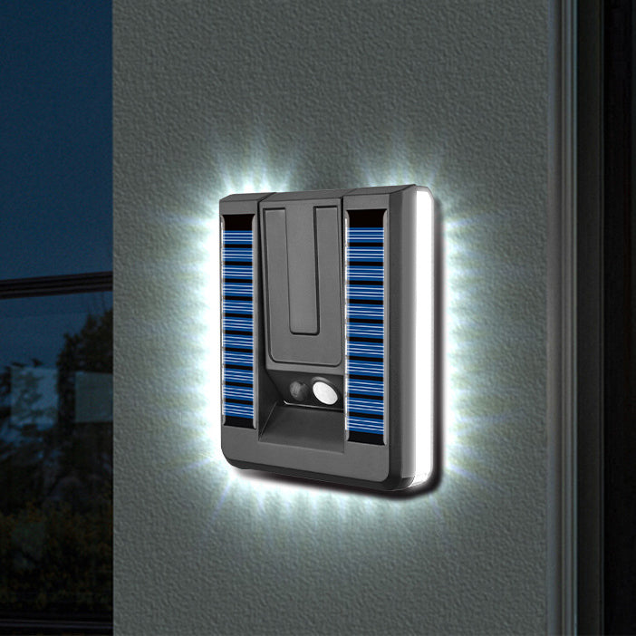 Zeitgenössische industrielle quadratische ABS Solar wasserdichte LED Außenwandlampen für den Garten | Brehn