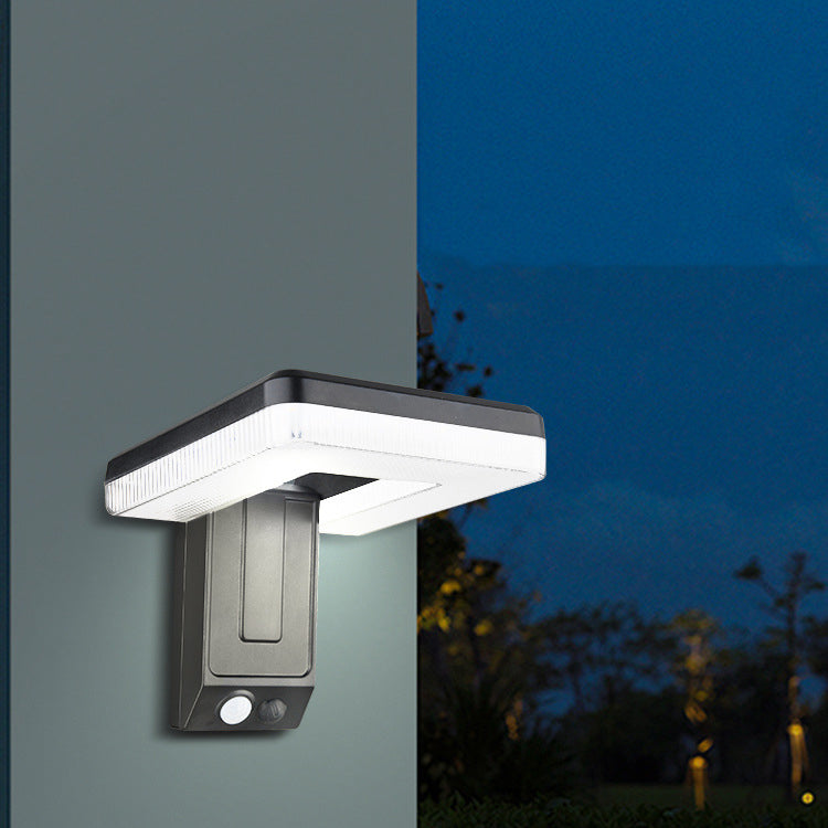 Zeitgenössische industrielle quadratische ABS Solar wasserdichte LED Außenwandlampen für den Garten | Brehn