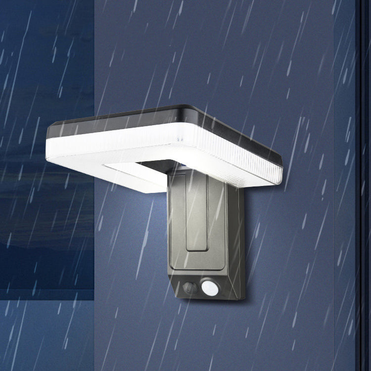 Zeitgenössische industrielle quadratische ABS Solar wasserdichte LED Außenwandlampen für den Garten | Brehn