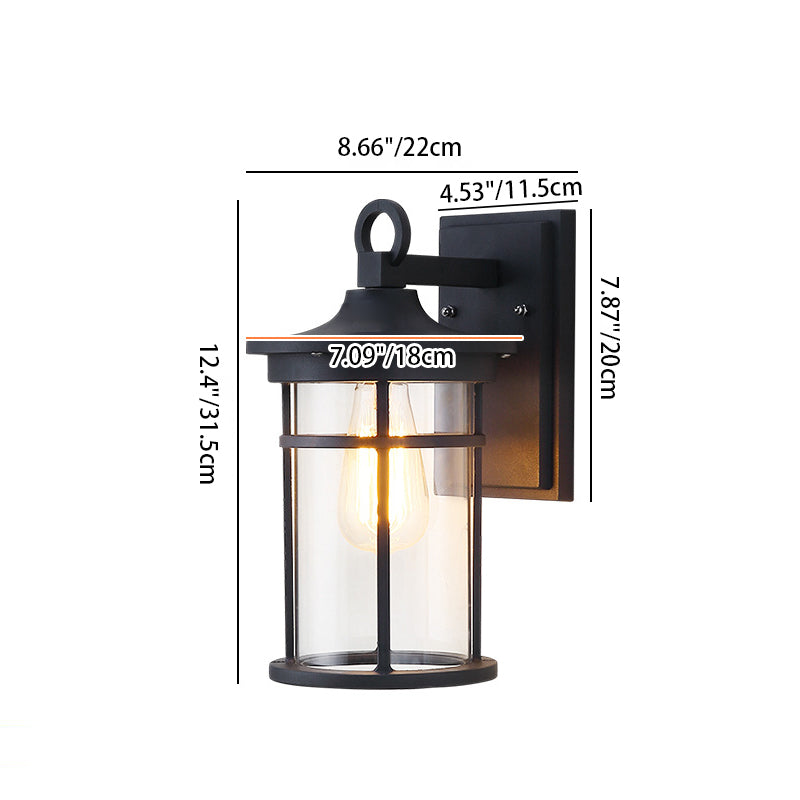 Zeitgenössische industrielle Zylinder Aluminium Glas Shade 1-Licht wasserdichte Wandlaampe für Außenterrasse | Brehn