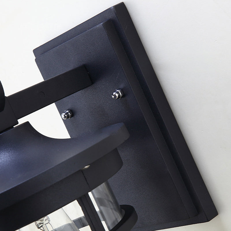Zeitgenössische industrielle Zylinder Aluminium Glas Shade 1-Licht wasserdichte Wandlaampe für Außenterrasse | Brehn