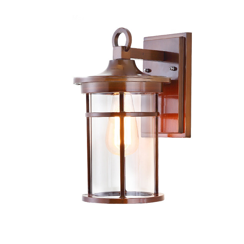 Zeitgenössische industrielle Zylinder Aluminium Glas Shade 1-Licht wasserdichte Wandlaampe für Außenterrasse | Brehn