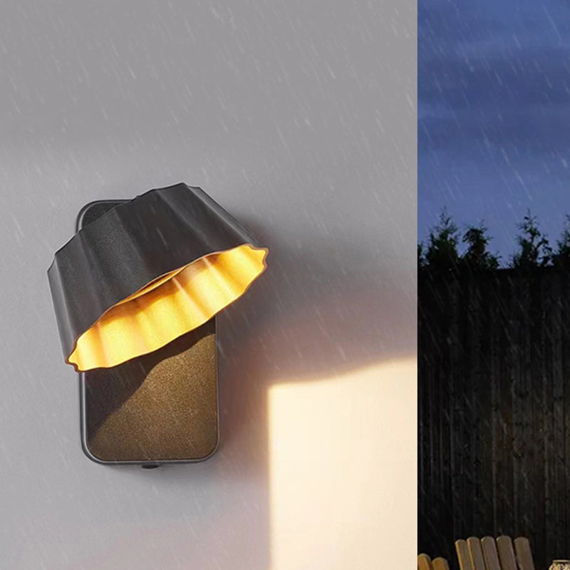 Zeitgenössische industrielle Aluminium gefaltete runde Schirm LED Außen wasserdichte Wandleuchte für den Garten | Brehn