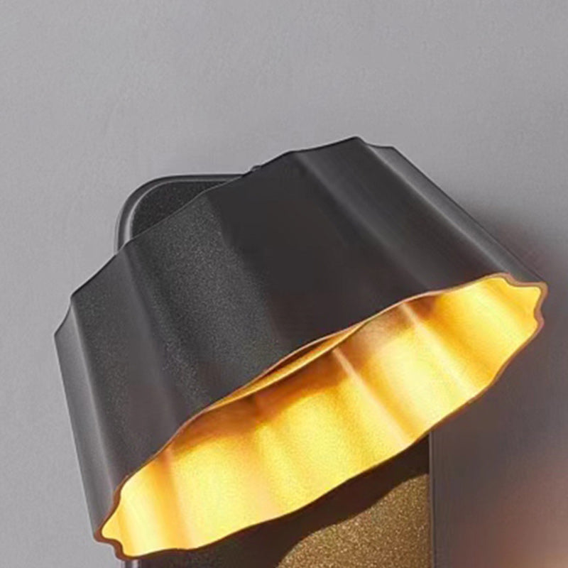 Zeitgenössische industrielle Aluminium gefaltete runde Schirm LED Außen wasserdichte Wandleuchte für den Garten | Brehn