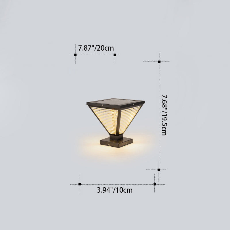 Modern Minimalist Solar Waterproof Square Prismatic Stainless Steel Glass LED Außenleuchte Für Patio | Brehn