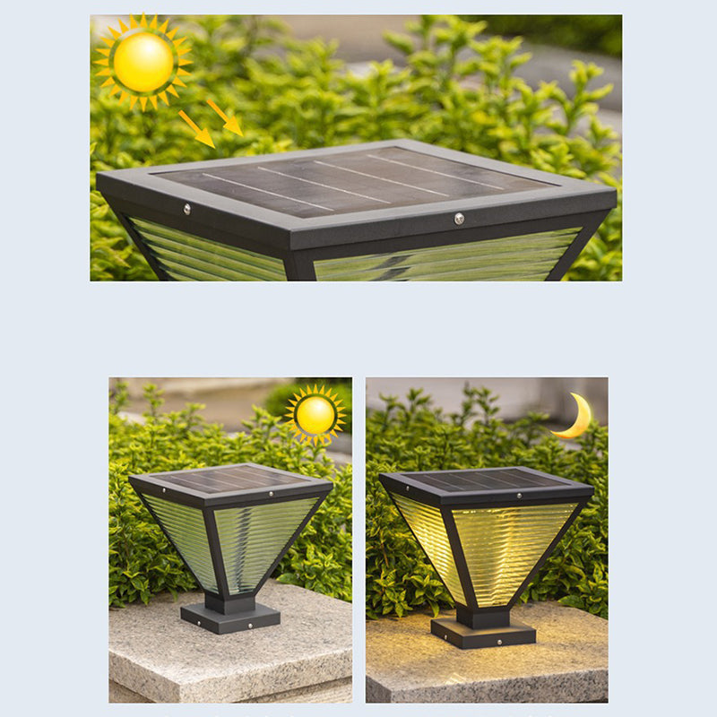 Modern Minimalist Solar Waterproof Square Prismatic Stainless Steel Glass LED Außenleuchte Für Patio | Brehn