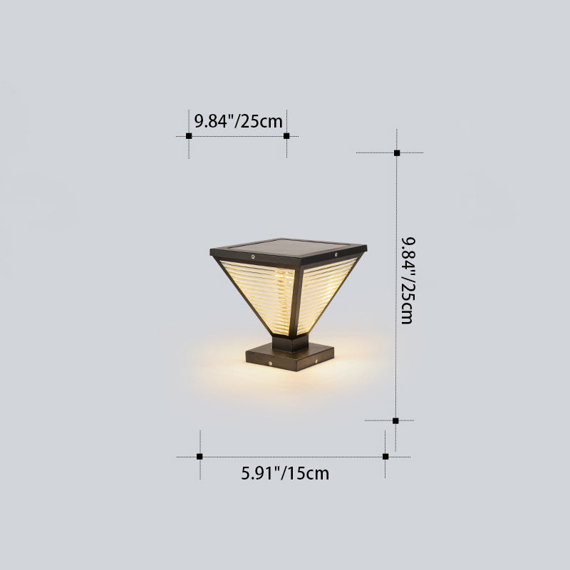 Modern Minimalist Solar Waterproof Square Prismatic Stainless Steel Glass LED Außenleuchte Für Patio | Brehn