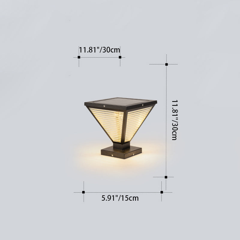 Modern Minimalist Solar Waterproof Square Prismatic Stainless Steel Glass LED Außenleuchte Für Patio | Brehn